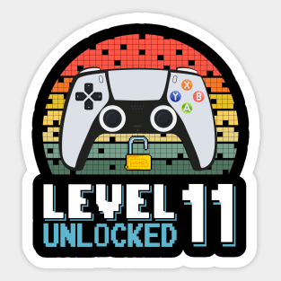 Level 11 Unlocked Vintage Retro Gaming Sticker